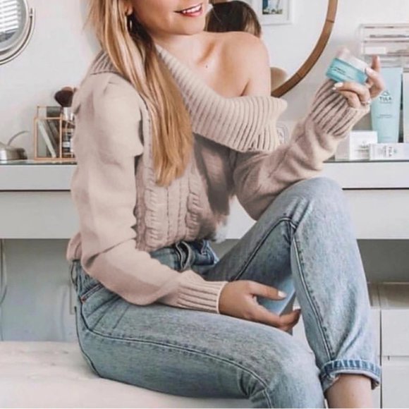 CUTE FEMININE Cold Shoulder Sweater Blush Pink - Picture 8 of 9